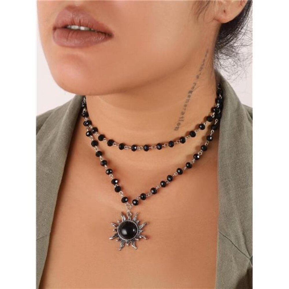 Black Bead Choker Necklace - Picture 2 of 7
